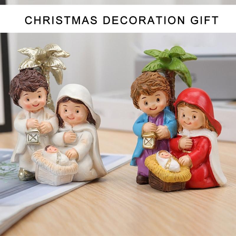 Elegant Nativity Scene Figurines Set for Christmas Home Decoration On Tables and Fireplaces Ornament