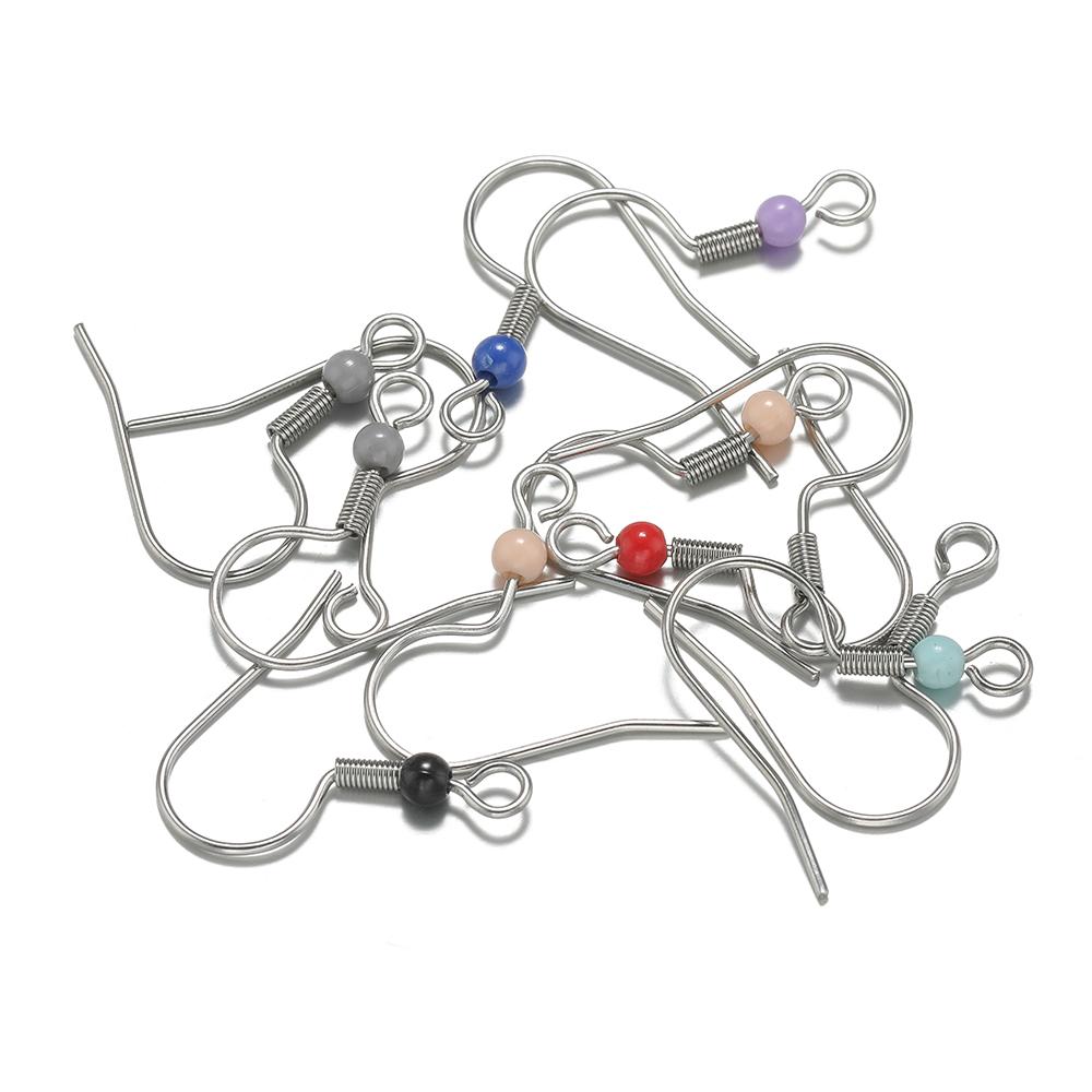 100pcs Mixed Stainless Steel Acrylic Beads Spring Earrings Hooks for Earring Findings DIY Jewelry Making Handcrafted Accessories