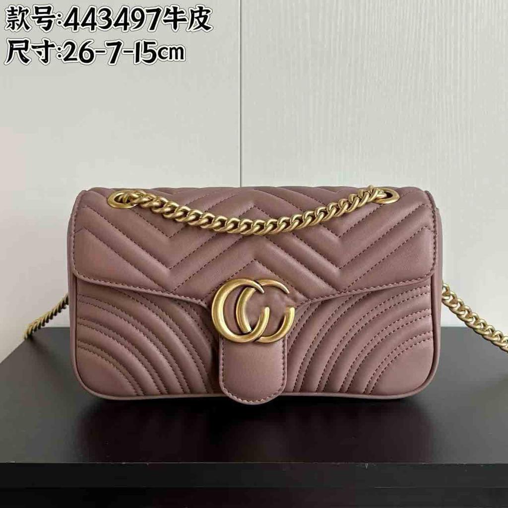 Double G * Marmont Love Shoulder Chain Bag With Wave Pattern Cowhide Grid