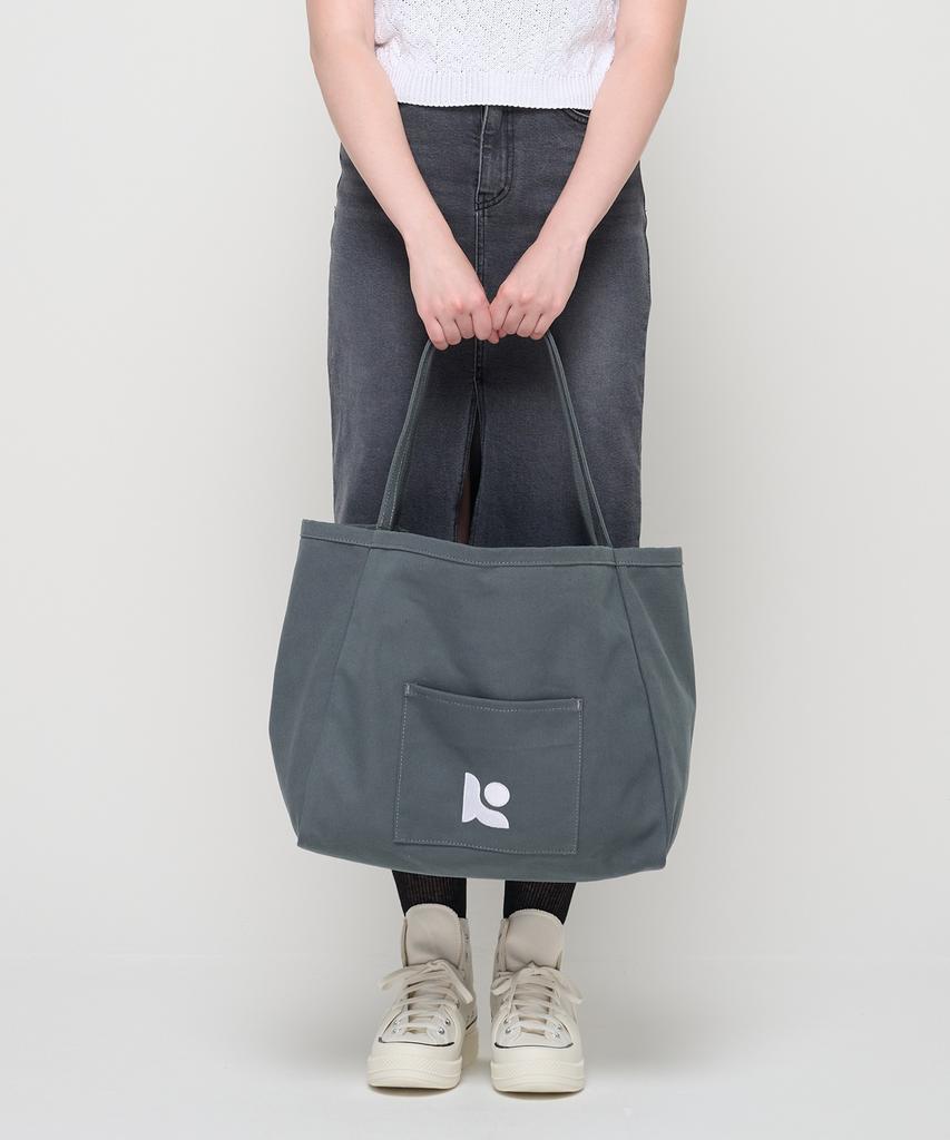 Roidesrois Canvas Pocket Tote Shoulder Bag (Charcoal)