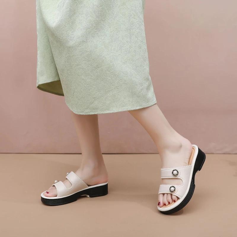 Fashion 2025 Summer High Heel Sandals Casual Non Slip Slippers Outdoor Fashion Slippers New Sandals Women's High Heel Shoes Women Shoes