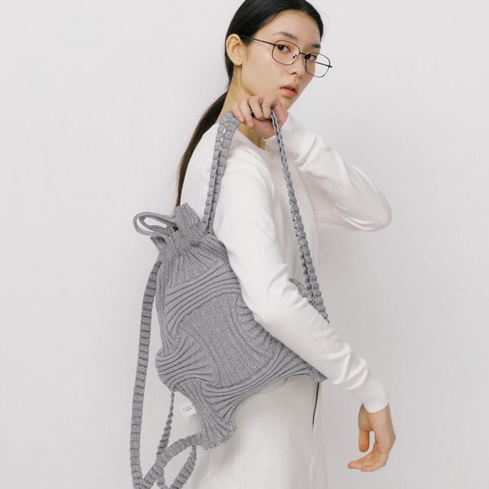 Pleatsmama Glitter Silver New Bow Backpack