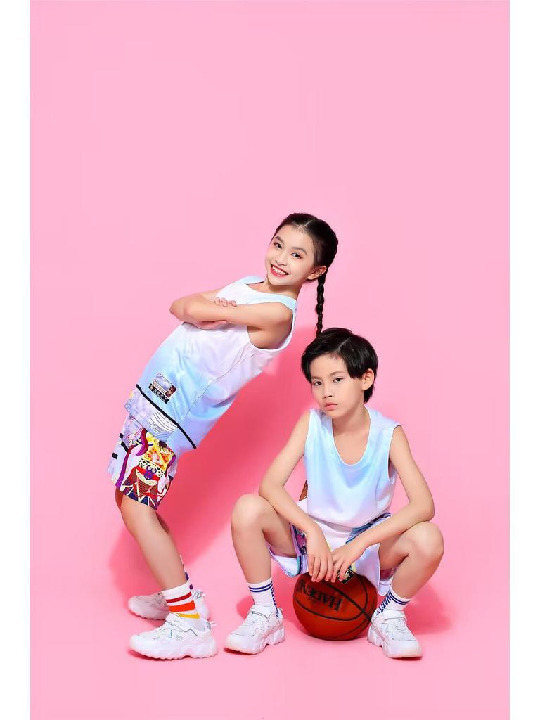 Ultra-Fast Summer Basketball Jersey Set for Girls - Sports Training Uniform for Primary and Middle School Students