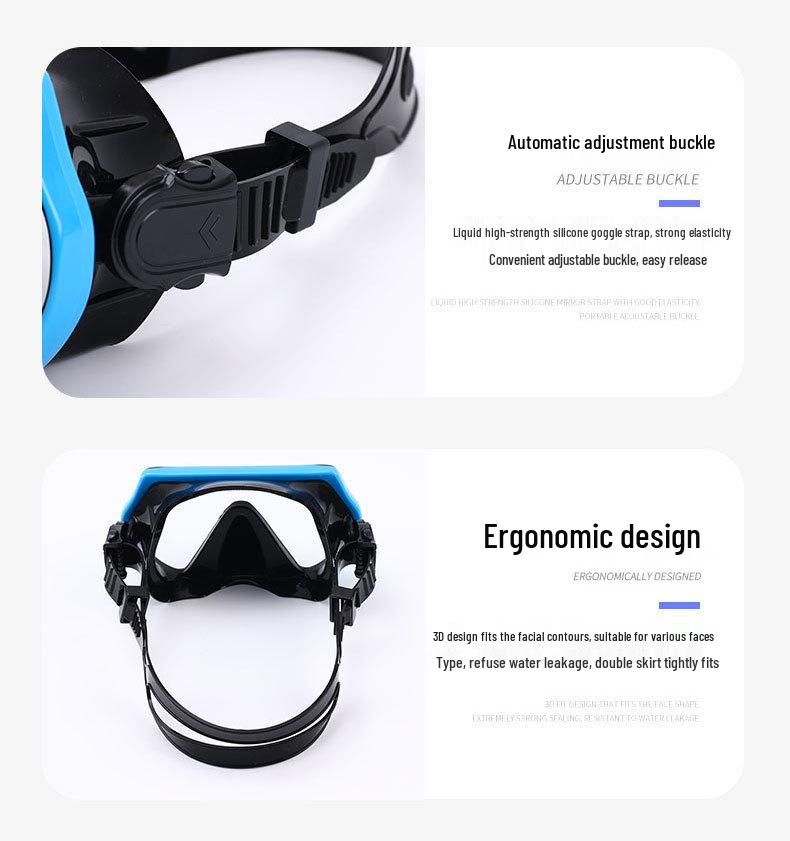 Maschera da Immersione in Silicone per Bambini e Adulti con Snorkel - Lente in Vetro Temperato HD, Montatura Grande
