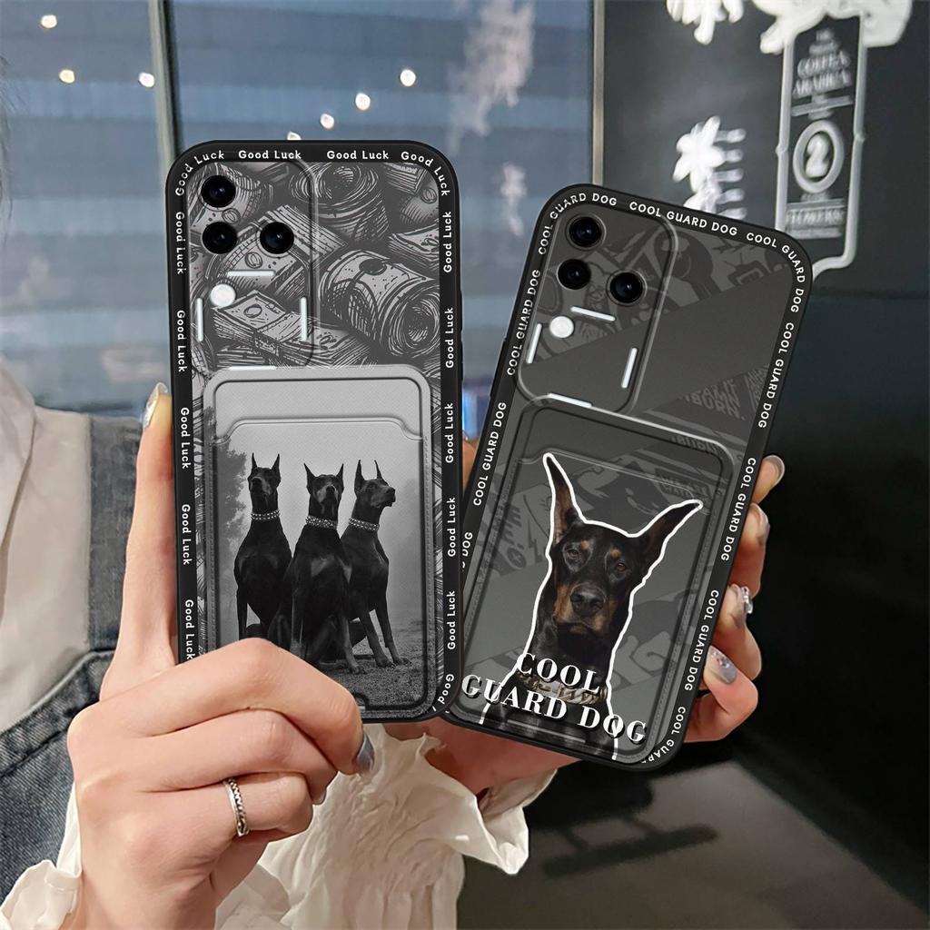 Card Slot Dirt-resistant Phone Case For VIVO S18 Pro/V30 Pro TPU Protective Cartoon Card Sleeve Graffiti Cute Soft Case