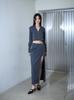 Nogtabeu Zipper Slim Long Skirt Gray