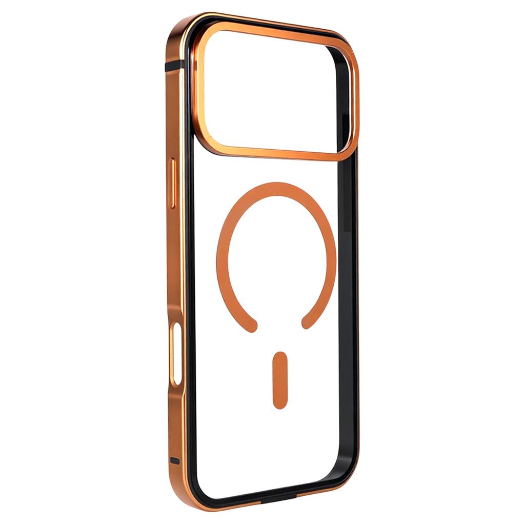 For iPhone 17 Pro Max Case Metal TPU Frame PC Back Clear Phone Cover Compatible with MagSafe