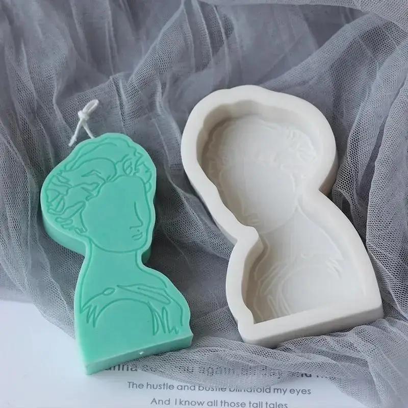 1 Pcs Stick Figure Portrait Mold European Asian Style Character Candle Minimalist Style Aroma Candle DIY Material Silicone Mold