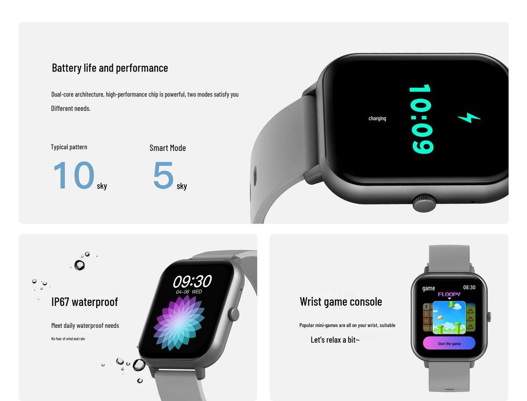 ZL54CJ Bluetooth Smartwatch: Heart Rate/Blood Pressure Monitor, Blood Oxygen, Music, Messaging, Multi-Sport Functions.