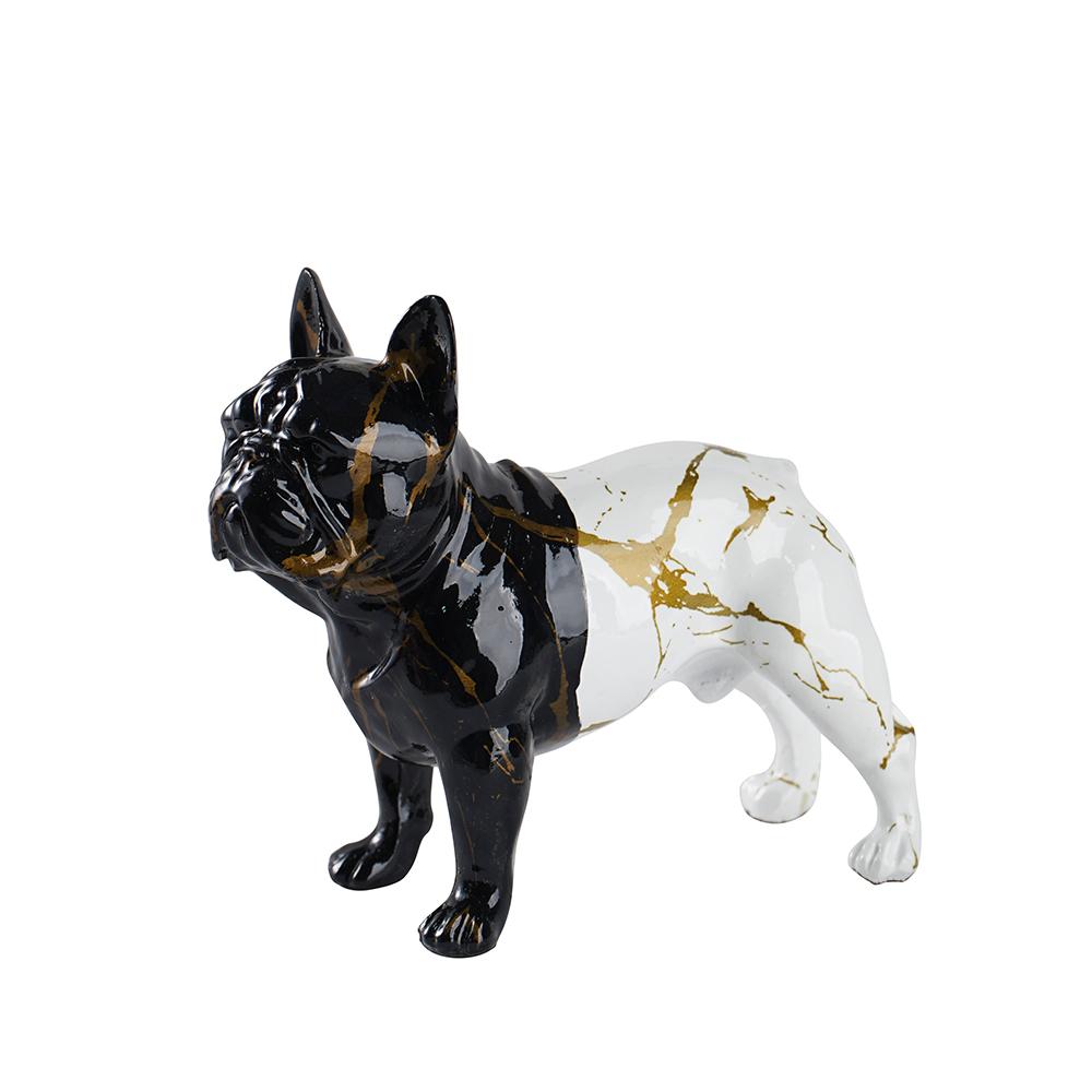 Resin Colorful Standing French Bulldog Resin Statue Pet Dog DIY Crafts Desktop Animal Figurines Home Bar Living Room Decoration