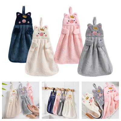 Coral Velvet Material Hangable Hand Towel Kawaii Pig Towel
