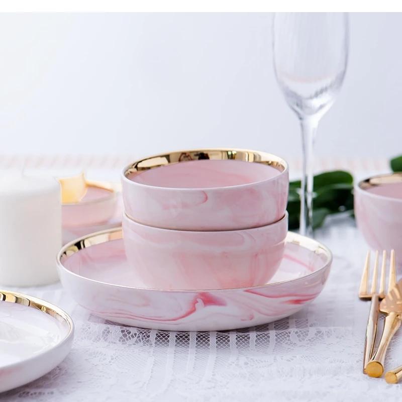 Tableware ceramic set marble household rice shallow