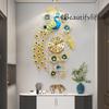 SM Interior Big Clock Wall Peacock Metal Wall Art Aesthetic Silent Clock Wall Fashion Nordic Restaurant Wanduhr Ornaments Home
