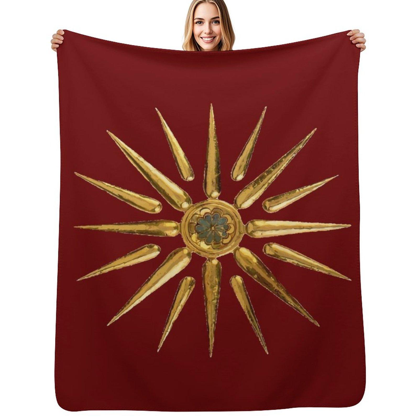 

Macedonian Sun Ancient Symbol Design Throw Blanket Cozy Sofa Blanket for TV Watching Napping 75x100cm