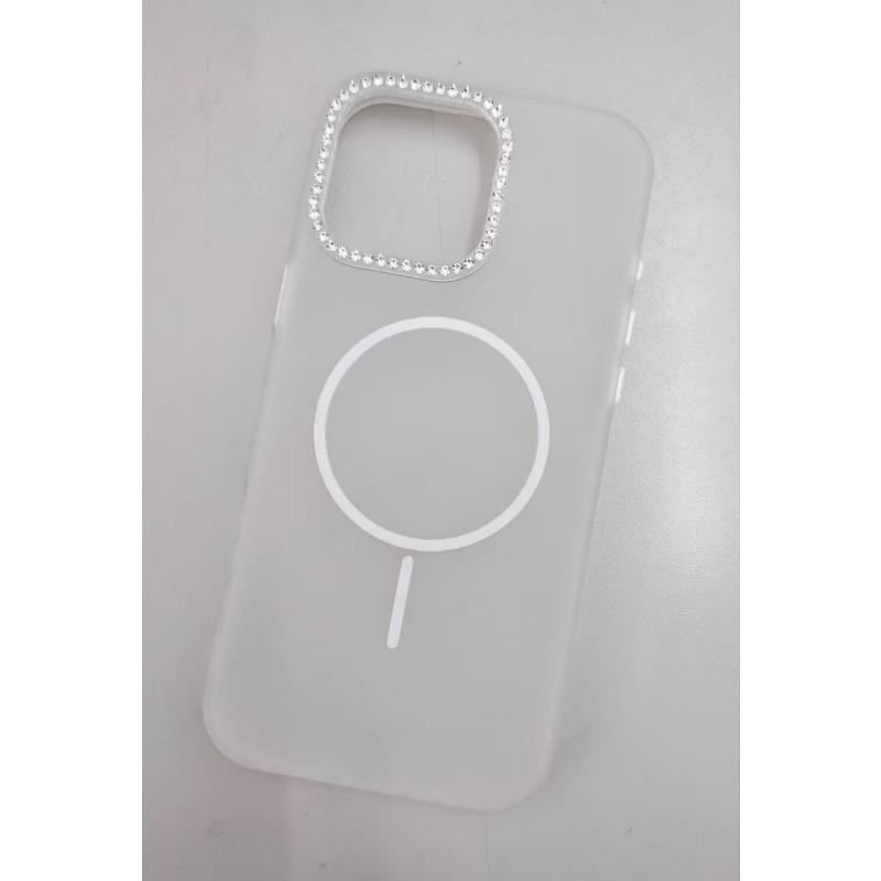 Applicable To IPhone 16pm Dot Drill Frame Mobile Phone Case Apple 15 Skin Feeling Frosted Color Fine Magnetic Suction Protective Case