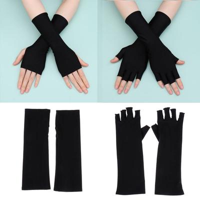 Arm Cool Cycling Solid Mittens Sunscreen Protection Half Finger Sleeves Fingerless Long Gloves