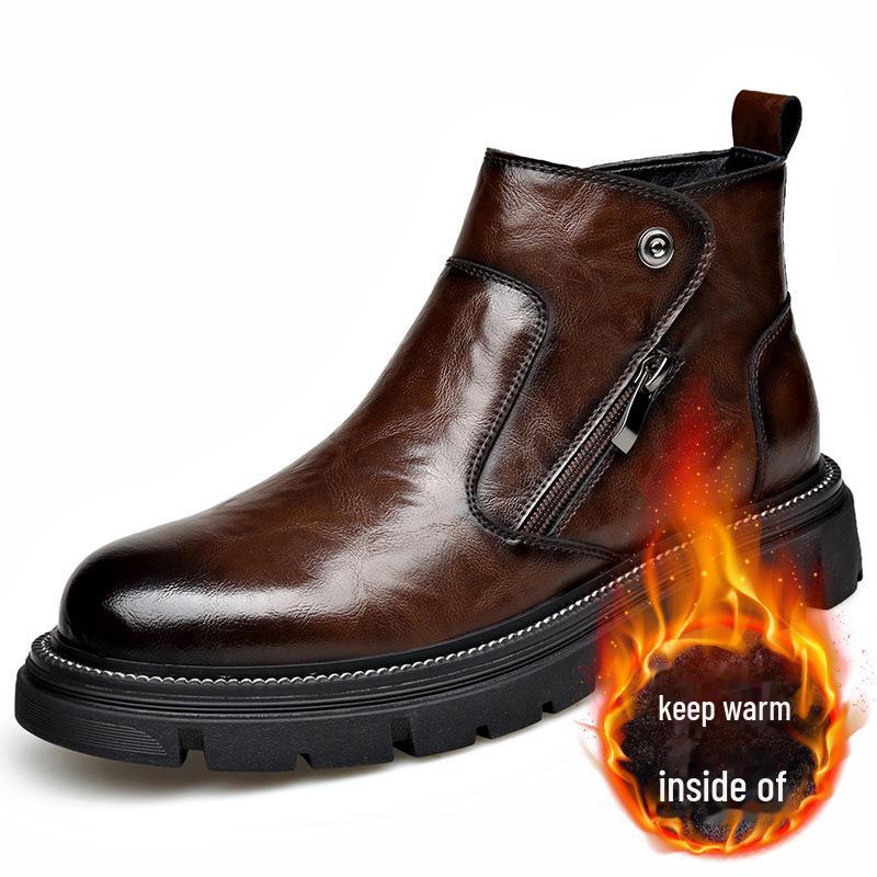 

Новые мужские ботинки челси средней высоты 2024 года — британский стиль, боковая молния, универсальные, на бархатной подкладке. 38