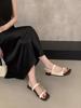 2025 Summer Fairy Versatile Flat Bottom Belt Buckle Open-toed Sandals Female Simple Low Heel One-word Strap Roman Shoes Round Head