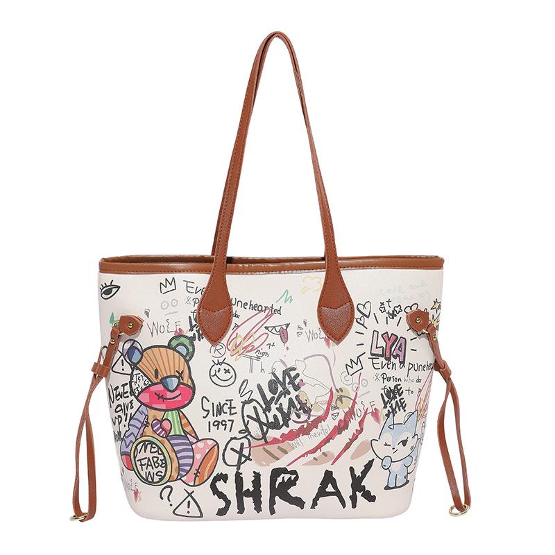 Graffiti Fashion 2025 Women's Versatile Handbag: Large Capacity Tote for Commute, Travel & College