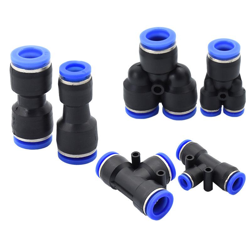 Pneumatic Quick Connect Reducing Tee Joint for PU/PE/PY/PG Tubing (4-12mm)