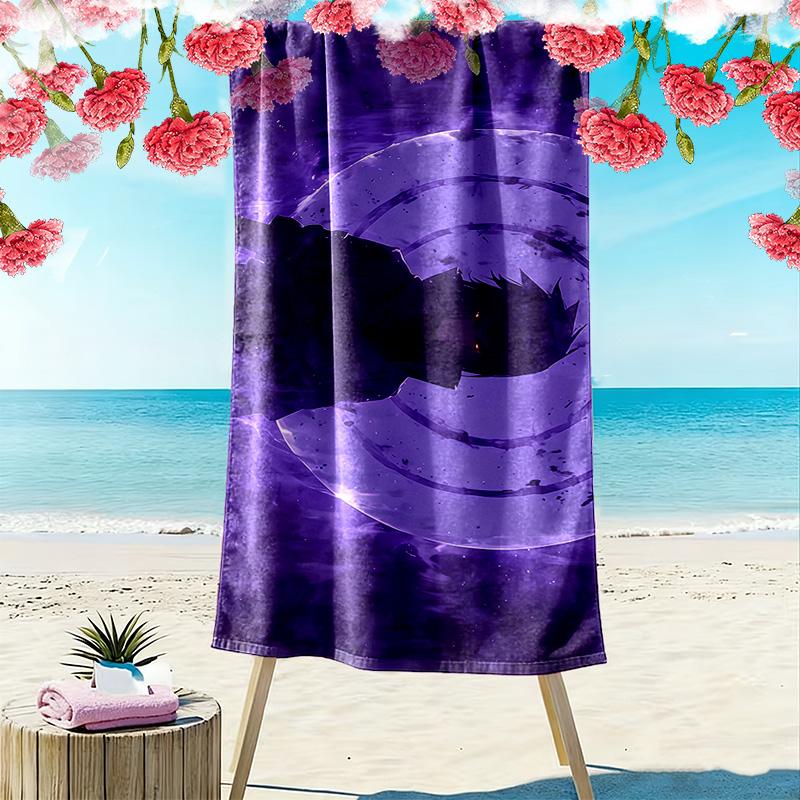 Serviette de plage impression d'art Épée Sasuke, Grande Serviette Douce à Séchage Rapide pour Plage Camping Natation