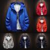 Höst Vinter Casual Färg Plus Size Hoodie Dragkedja Outdoor Sport Coat för män