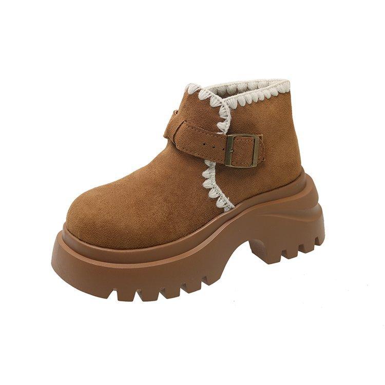 Thick-soled heightening muffin Boken Martin boots women's 2025 autumn and winter new retro Maillard small versatile short boots