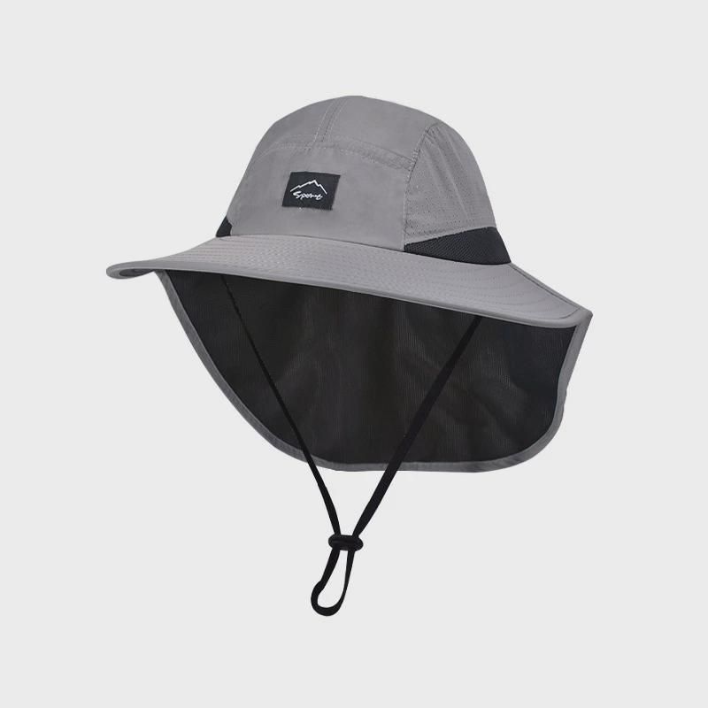 

9249 Bucket Hat Large Brim Shawl Summer Men Outdoor Mountaineering Fishing Sun Protection Hat Quick-Drying Breathable Sun-Proof Hat Dark Gray