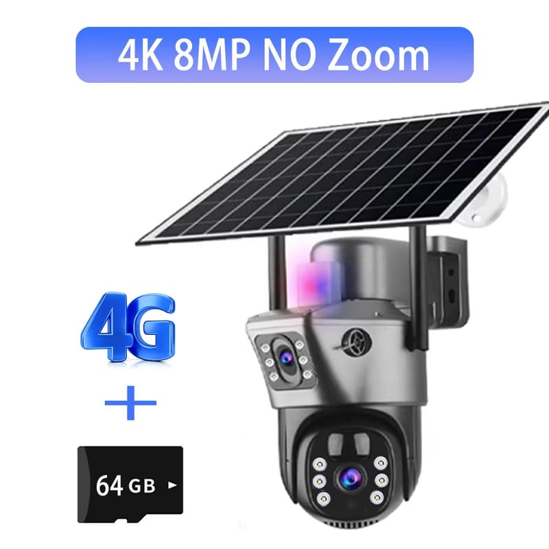 LS VISION 10-kordse suumiga 4G päikesekaamera välisseire 6K 12MP kolme objektiiviga 360 PTZ juhtmevaba automaatse jälgimise turvakaamerad V380 Pro APP