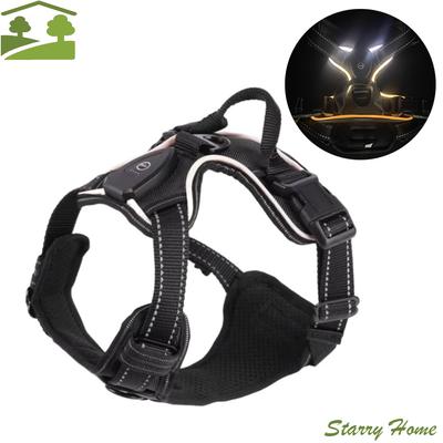 Light Up LED Dog Harness Rechargeable Adjustable Luminous Pet Chest Strap Flashing Padded Collar Dog Glow Vest Cats Pet