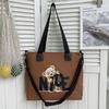 Bolso Tote de Lona Oxford para Mujer con Estampado de Letras Suave para Hombro Uso Diario