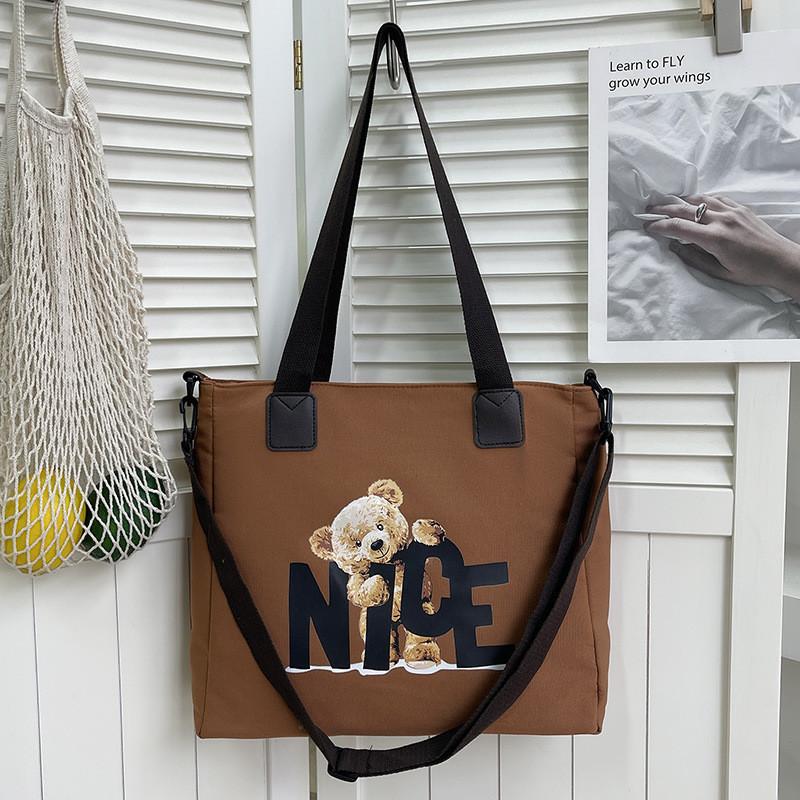 Bolso Tote de Lona Oxford para Mujer con Estampado de Letras Suave para Hombro Uso Diario