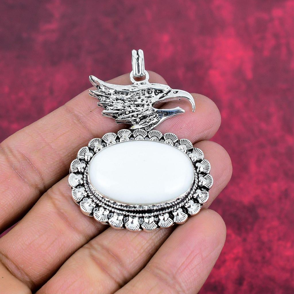 Ciondolo in argento sterling massiccio 925 con corallo bianco, gioielli con ciondolo in pietra preziosa fatti a mano, regali per la moglie, ciondolo nuovo di zecca