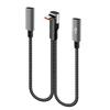 Right Angle Type C Splitter Charging Cable 25cm Double USB Port 66W Fast Charge Nylon Braided Cord For Phone Laptop Accessories
