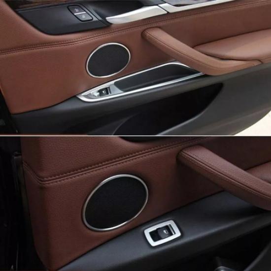 For BMW X5 X6 F15 F16 2014-2018 Silver Inner Door Speaker Ring Cover Trim 4PCS