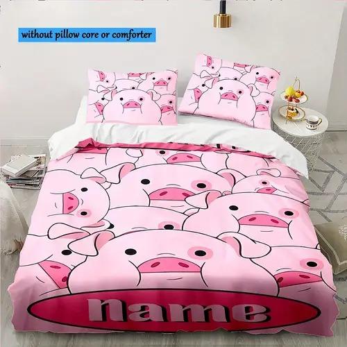 Cartoon Pig Duvet Cover Duvet Cover With Cartoon Pig Pattern Suitable For Children Kids And Adults Soft Warm And Breathable