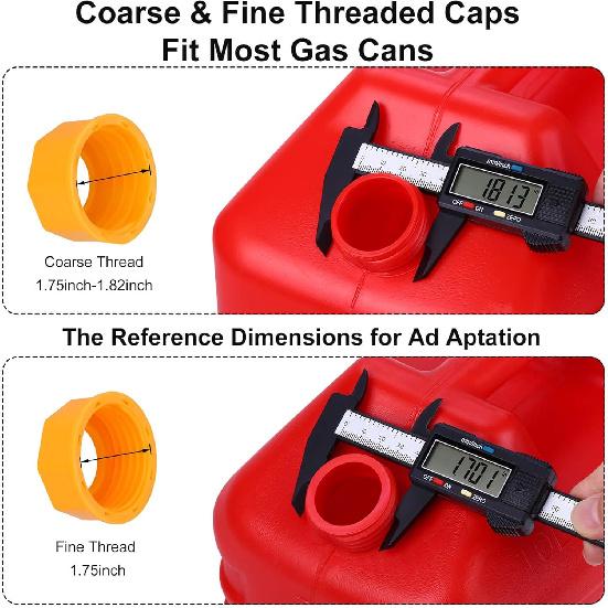 Gas Can Spout Replacement,Fuel Can Spout,Gas Tank Nozzle,Gas Tank Spout,(3Kit-Yellow) With 3 Coarse Thread Caps & 3 Fine Thread Caps,Flexible Pour