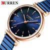 CURREN Women Watch Top Brand Luxury Blue Female Waterproof Clock Stainless Steel Bracelet Fashion Simple Ladies Wristwatch 9081