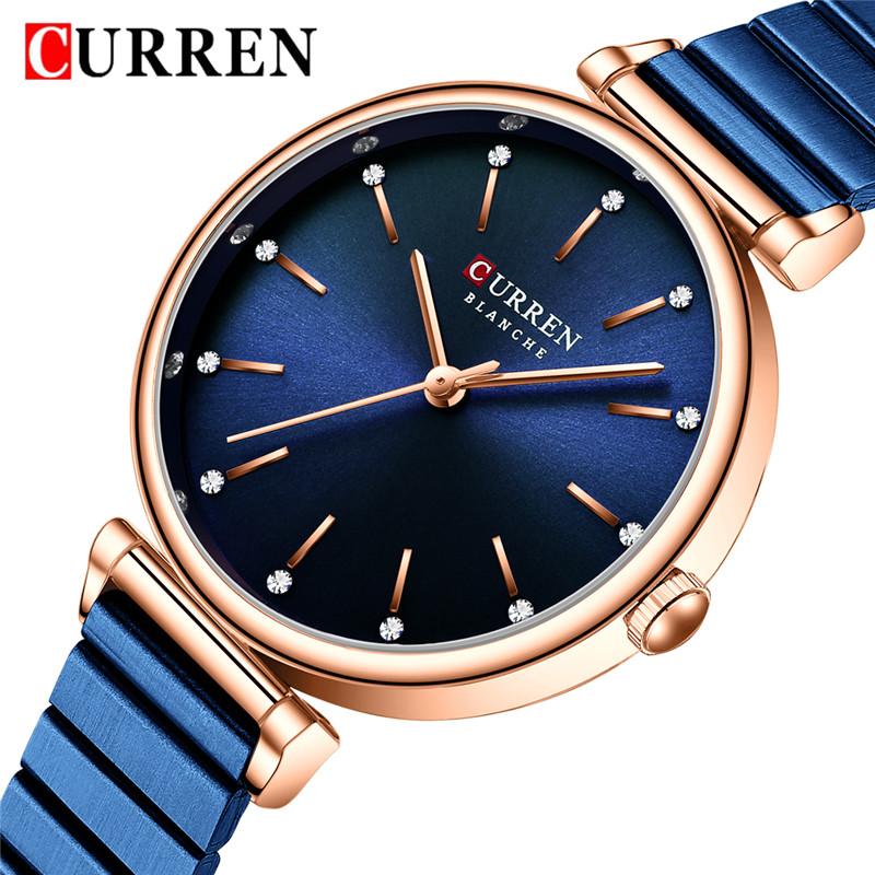 CURREN Women Watch Top Brand Luxury Blue Female Waterproof Clock Stainless Steel Bracelet Fashion Simple Ladies Wristwatch 9081
