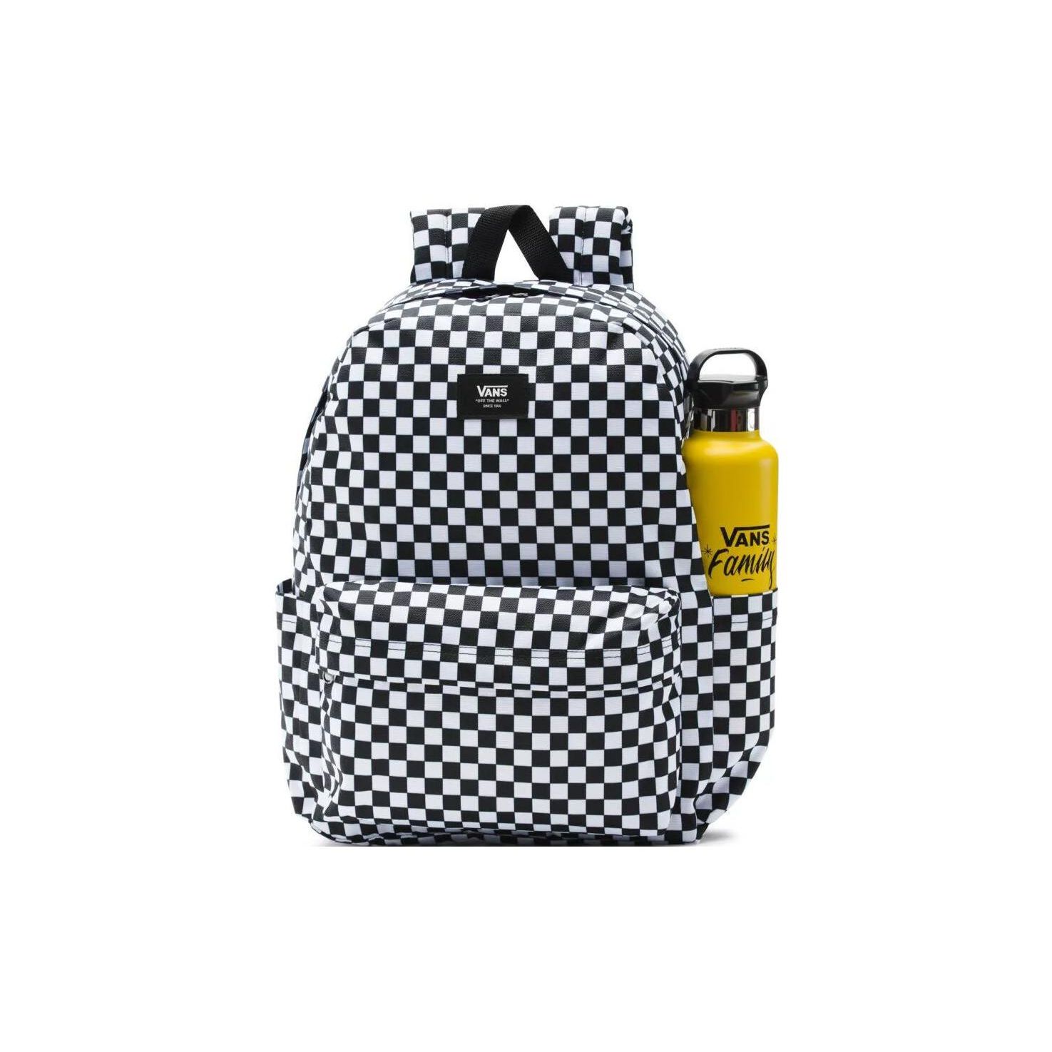 Vans Old Skool H2O Checkerboard Classic Logo Polyester Backpack Unisex Backpack Black White VN0A5KI1Y281 Black/White