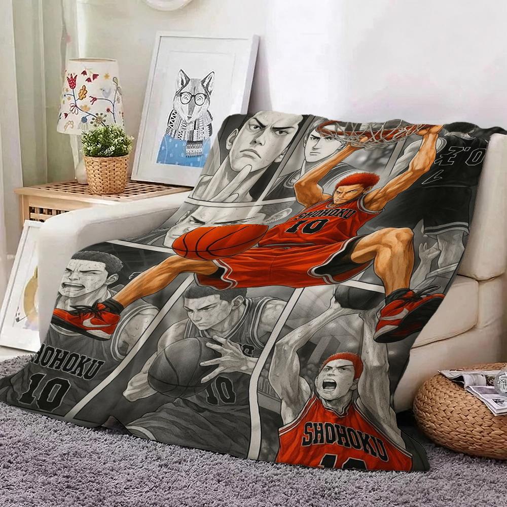 Slam Dunk Anime Basketball Heroes Pattern Flannel Blanket Machine Washable Fleece Blanket For Camping Picnic Home Party Decor New Year Gift