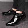 Black Patent Leather Formal Shoes for Man Big Size 46 Pointed Toe Casual Office Shoes Men Oxfords Shoes Sapato Social Masculino