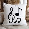 Music Notes Pillow Cover 2D Printed Polyester Sofa Cushion Case – Elegant Black & White Design For Music Lovers 40X40Cm