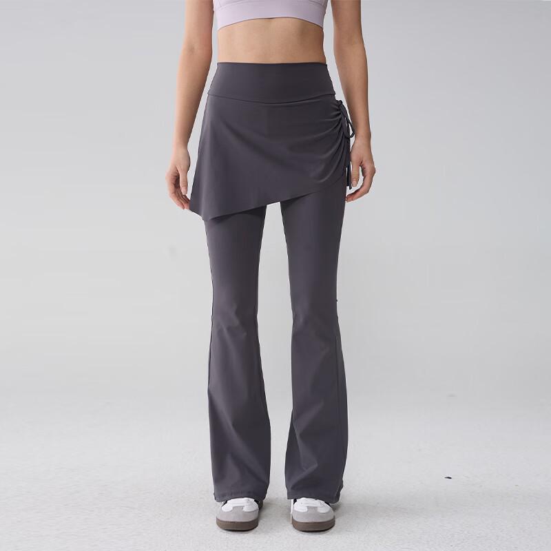 Женские расклешенные йога-штаны с высокой талией и накидкой в виде юбки L