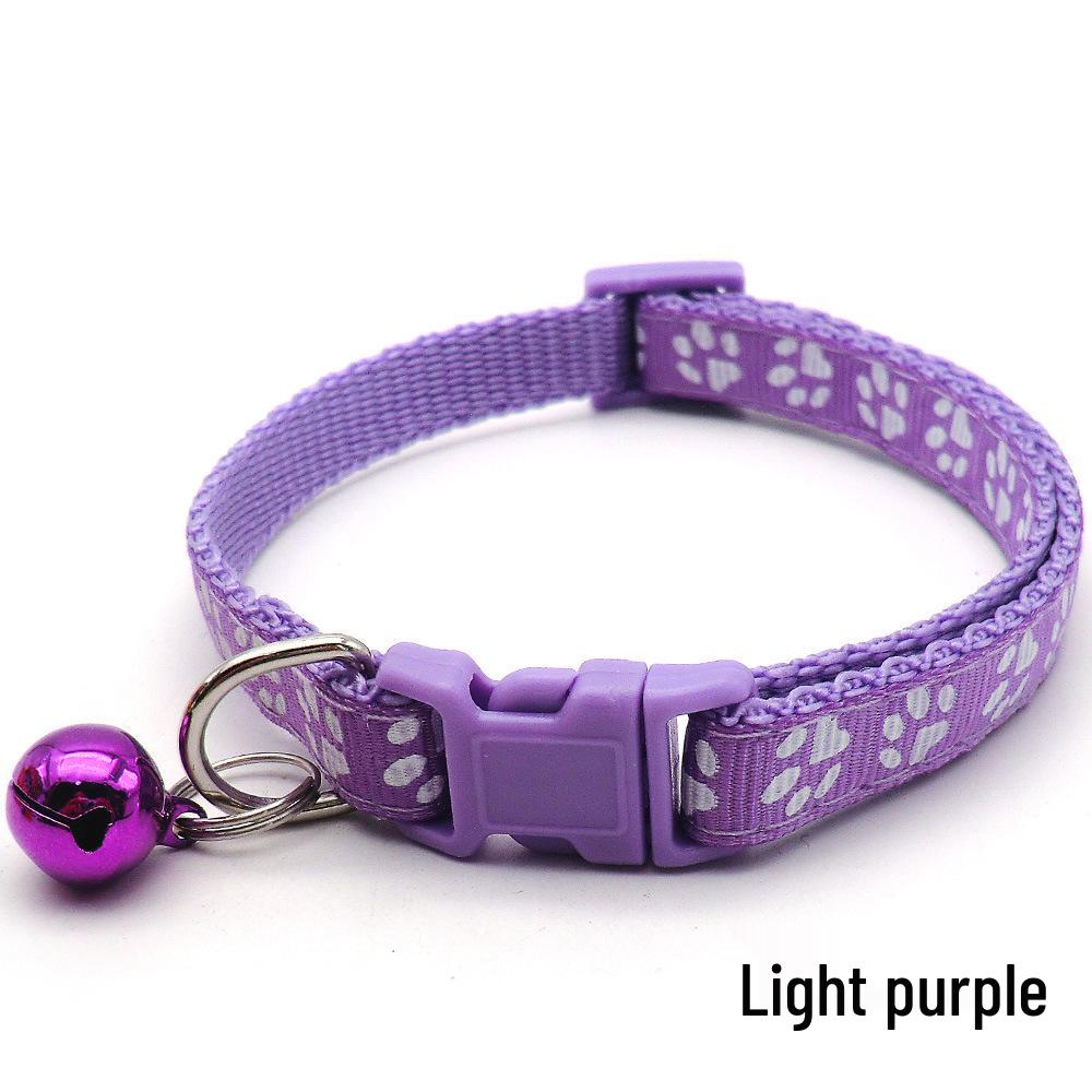 Adjustable Safety Pet Collar with Bell and Dog Paw Pattern for Cats & Dogs