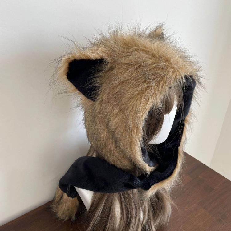 Furry Plush Winter Caps with Animal Ear Funny Ear Scarf Hat for Adult Teens Soft and Warm Thicken Trapper Hat for Outdoor