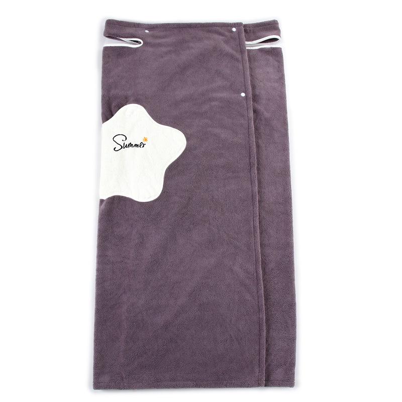 

Plus Size Versatile Sling Bath Skirt - Thickened, Water-Absorbent Coral Fleece Bathrobe with Soft Shoulder Straps 130*80 Short Length (Up to 160 jin) фиолетовый