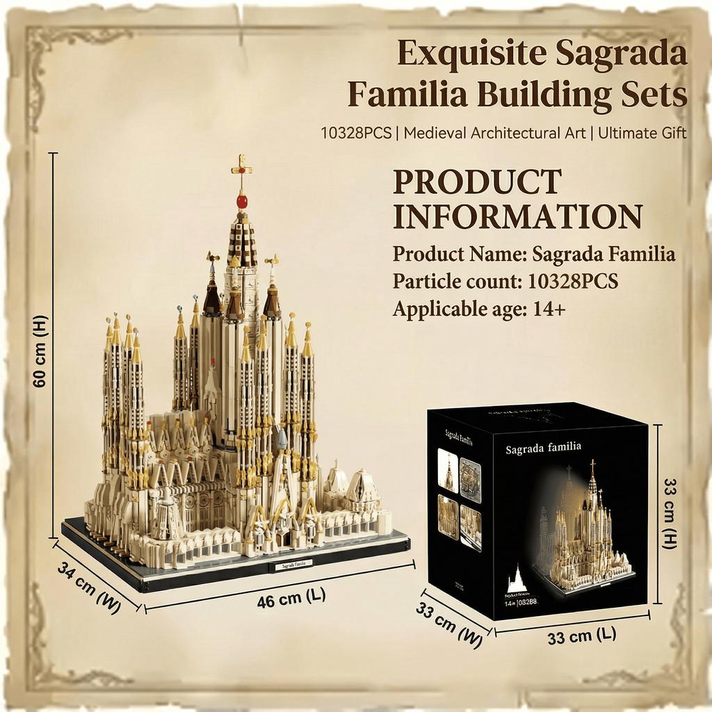 Barcelona Sagrada Familia Catholic Church Medieval Buildings Blocks Architecture Assembly Model Bricks Creative Toys Adult Gift 10328PCS