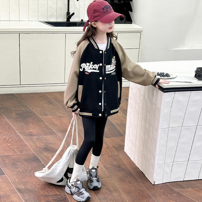 Girls Baseball Jacket for Spring Autumn Comfortable Casual Sporty Top