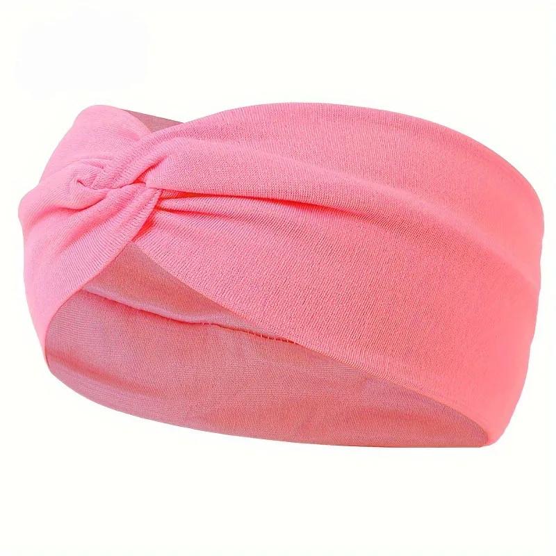 Simple Solid Color Cross Knotted Elastic Wide Headband Women Unisex Sports Yoga Hair Bands Headscarf Headwear